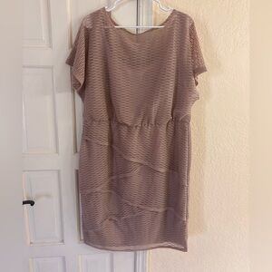 Taupe Brown Tiered Mini Dress - 14W